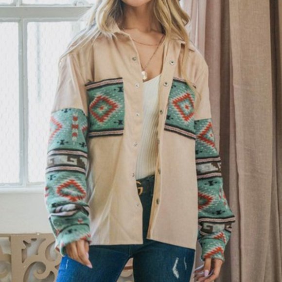 THE SHASTA LADIES AZTEC PRINT CORDUROY SHACKET - Picture 7 of 12